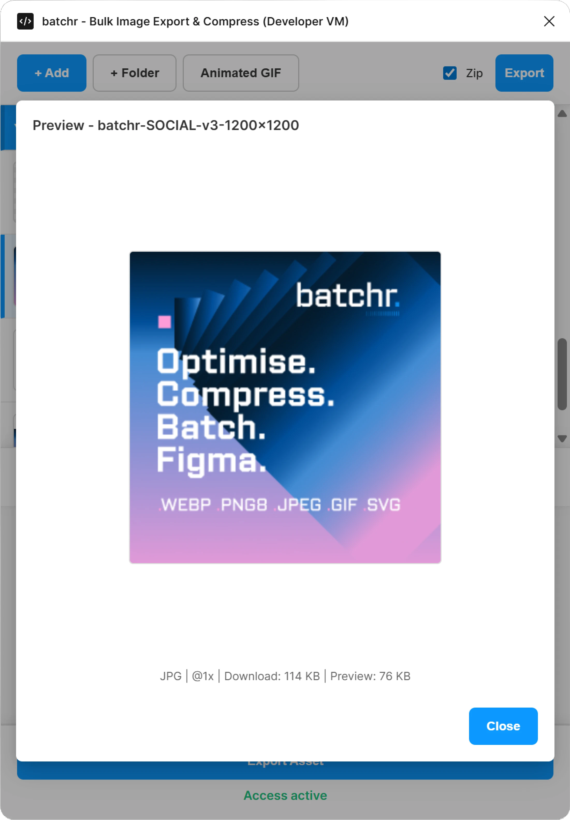Batchr – export preview